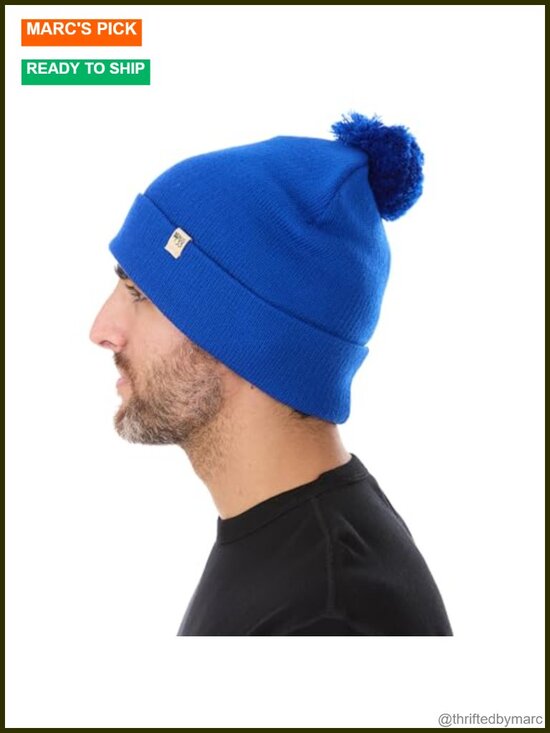 100% Merino Wool Knit Pom Beanie Winter Hat
